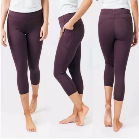 ZYIA Pants - SOLD ZYIA Active Pocket Brilliant Hi-Rise Capri Leggings 20" Plum Purple